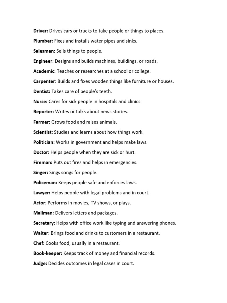 Overview of Various Professions | PDF