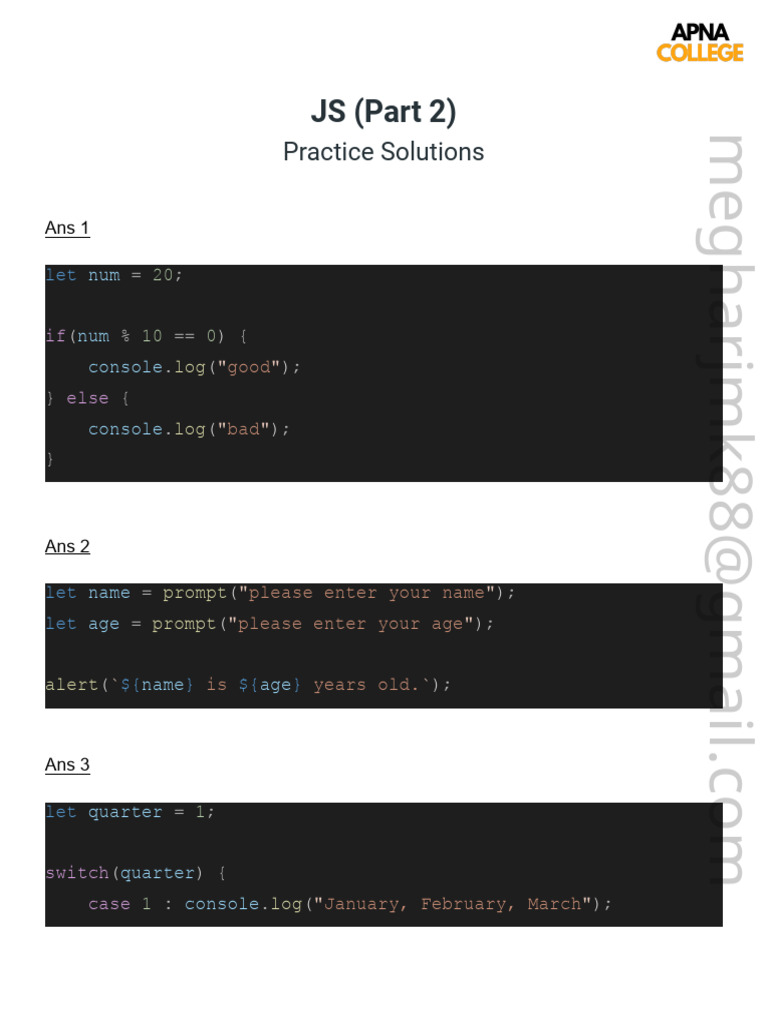 JS Part 2 (Ans) | PDF