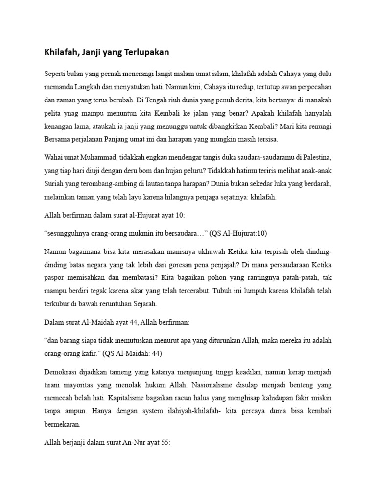 Kebangkitan Khilafah Untuk Persatuan Umat Pdf 