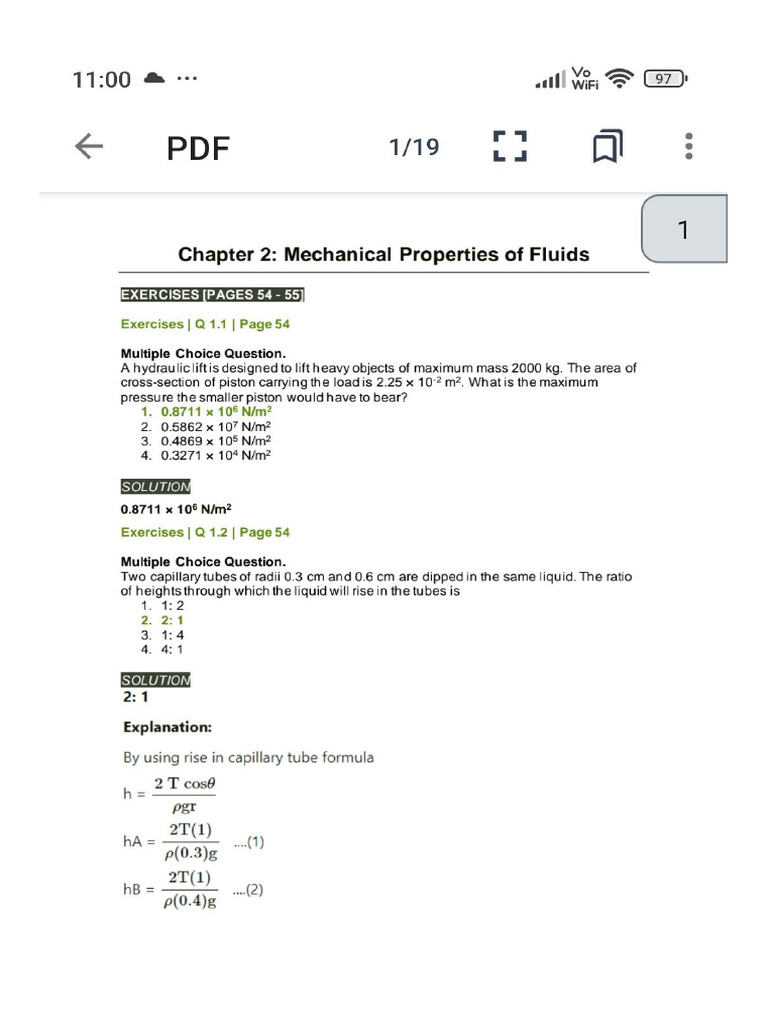 Chapter 2 Mechanical Properties of Fluid | PDF