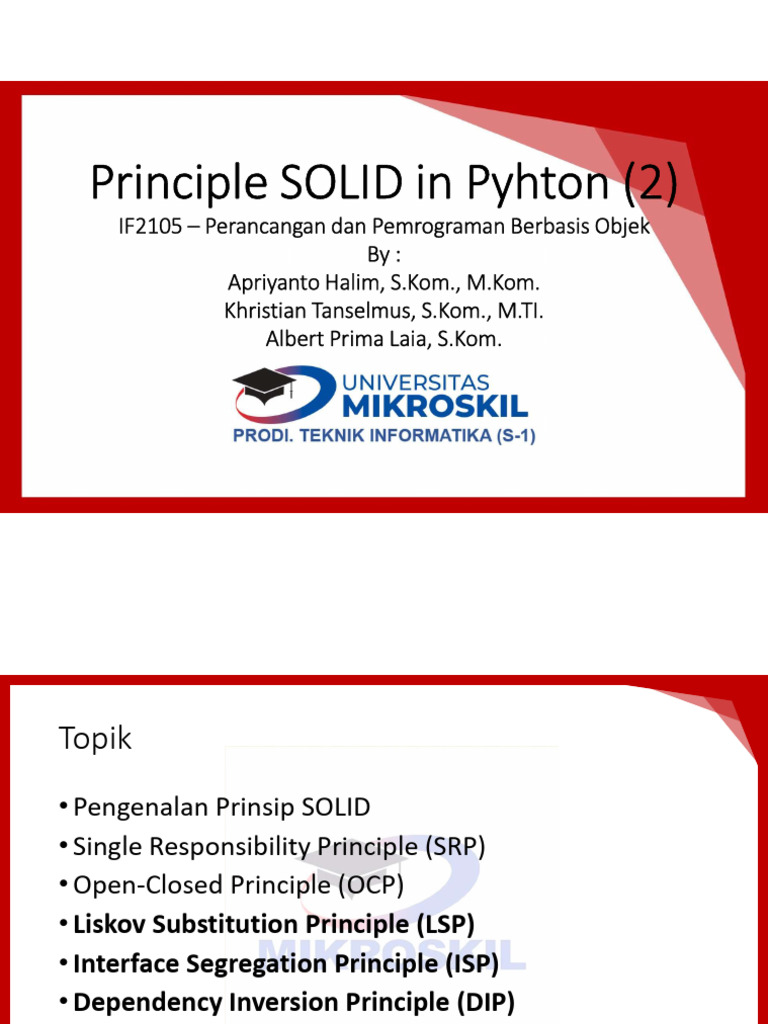 Prinsip SOLID dalam Pemrograman Python | PDF