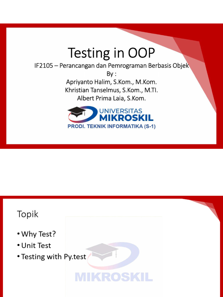 Konsep Testing OOP dengan Unittest | PDF