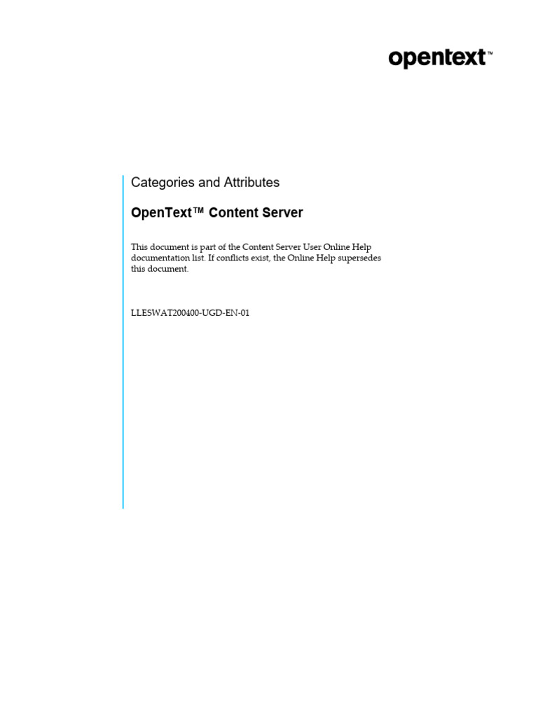 OpenText Content Server Categories Guide | PDF | Databases | Metadata