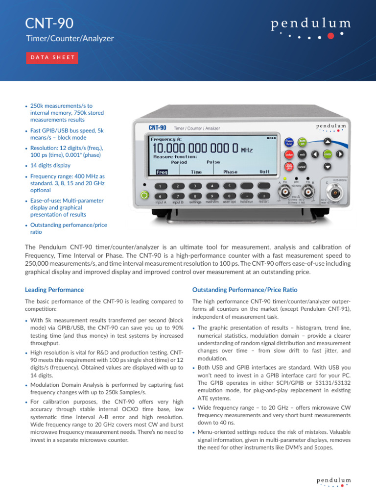 Pendulum CNT 90 - Timer Counter Analyzer v2 | PDF | Hertz | Frequency