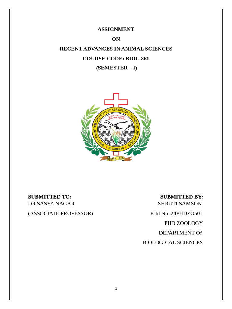 ASSIGN 1 BIOL861 Recent Adv in Animal Sci | PDF | Ventricle (Heart ...
