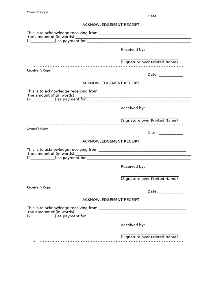 Acknowledgement Receipt Template | PDF | Receipt | Business
