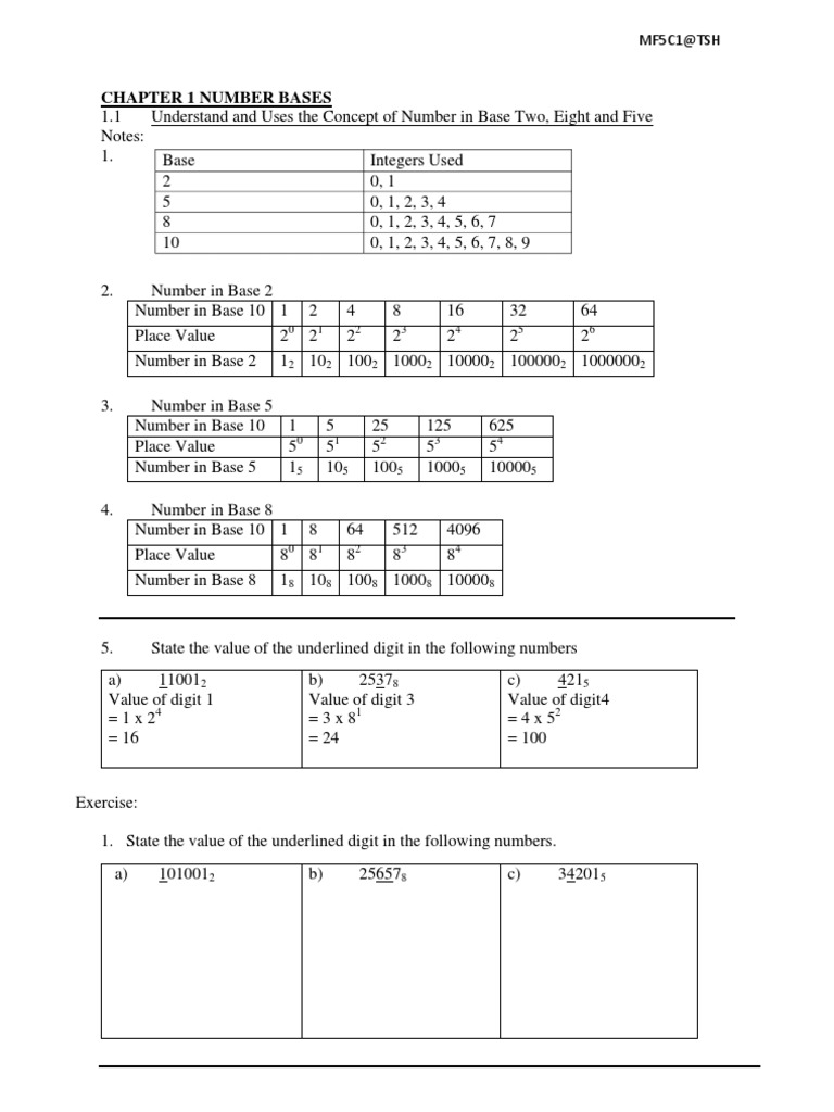 Chapter 1 Number Bases | PDF | Decimal | Number Theory