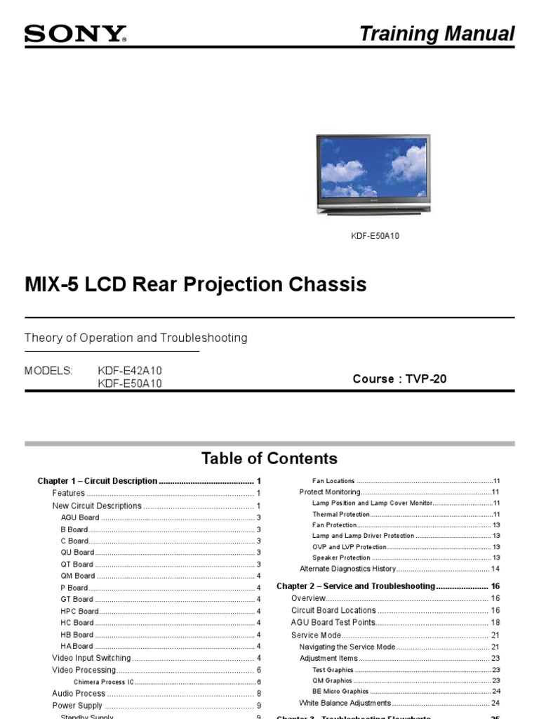 KDF-E42A10_E50A10 Ch.mix-5 (Training Manual) | Electrical Connector | Video