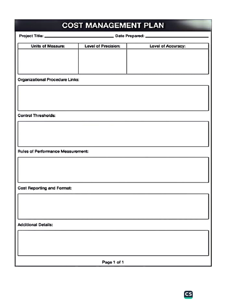 Cost Management Plan Template | PDF