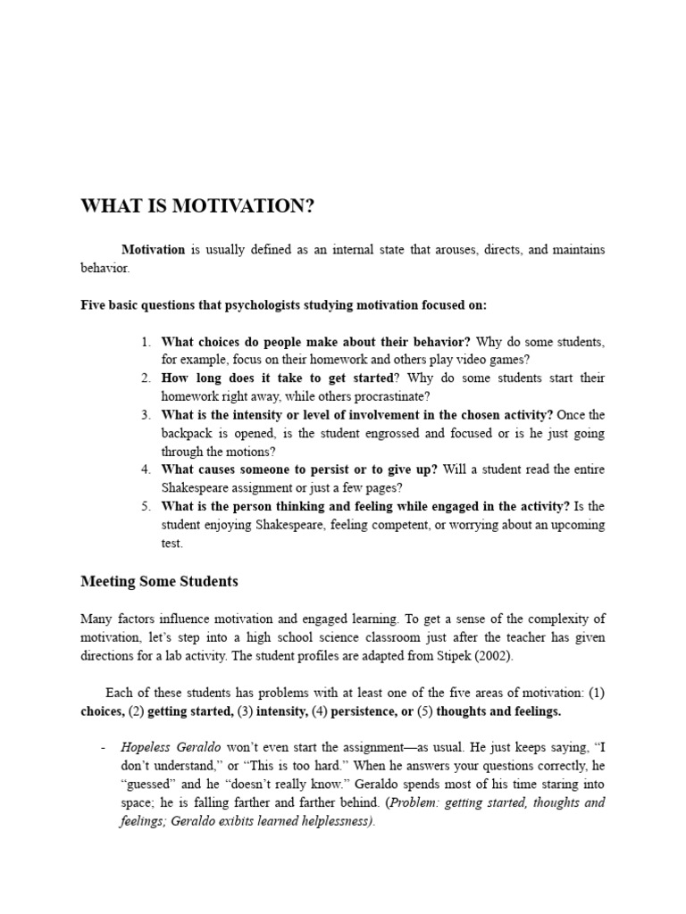 Understanding Motivation in Students | PDF | Motivational | Motivation