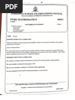ZIMSEC O Level Pure Mathematics Specimen | PDF | Equations | Mathematics