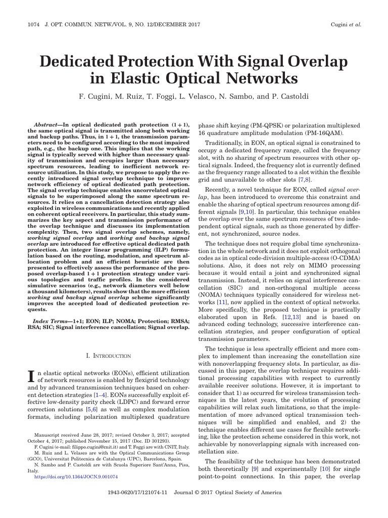 Signal Overlap for Optical Path Protection | PDF | Low Density Parity ...