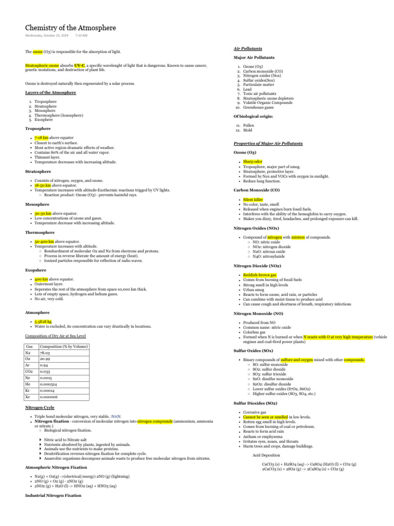 Ozone and Atmospheric Chemistry Overview | PDF | Atmosphere Of Earth ...
