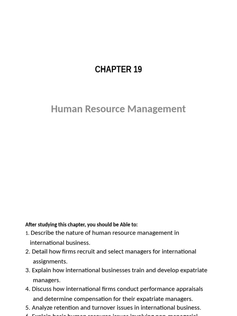 International Human Resource Management | PDF | Cost Of Living | Human ...