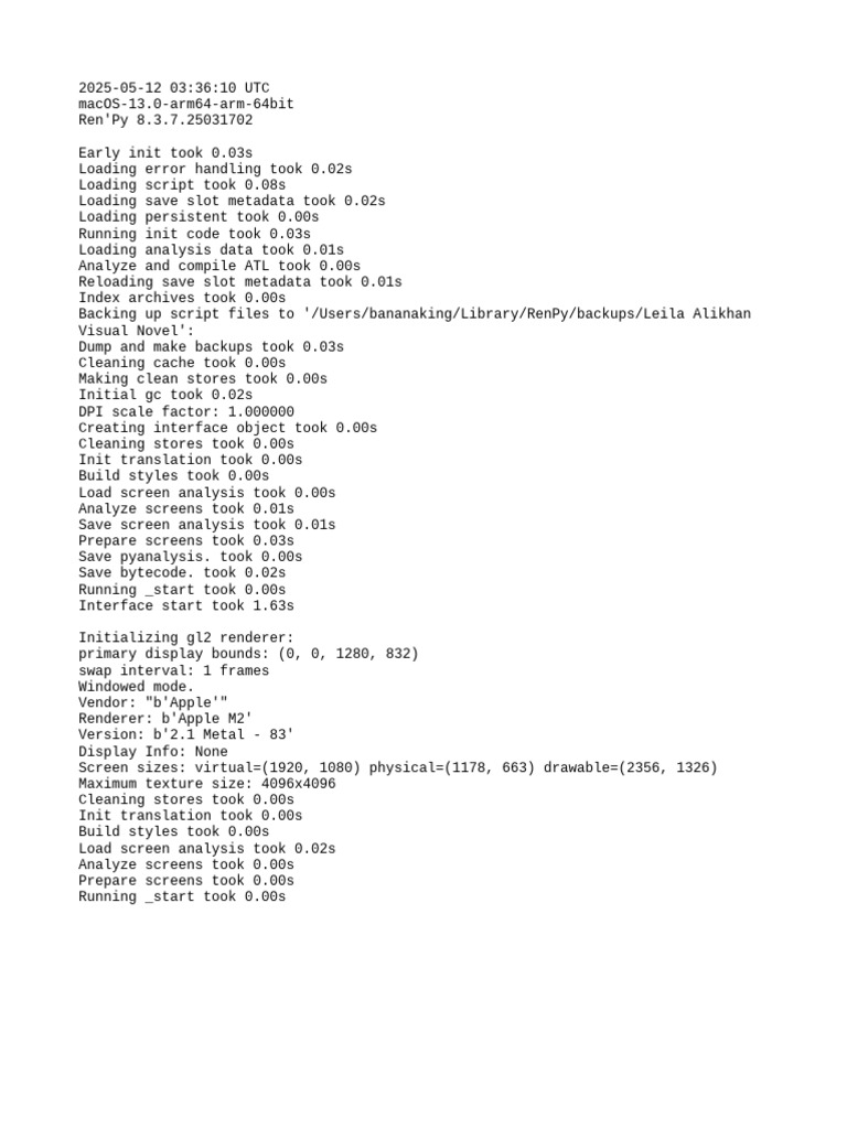 Ren'Py 8.3.7 Initialization Log | PDF