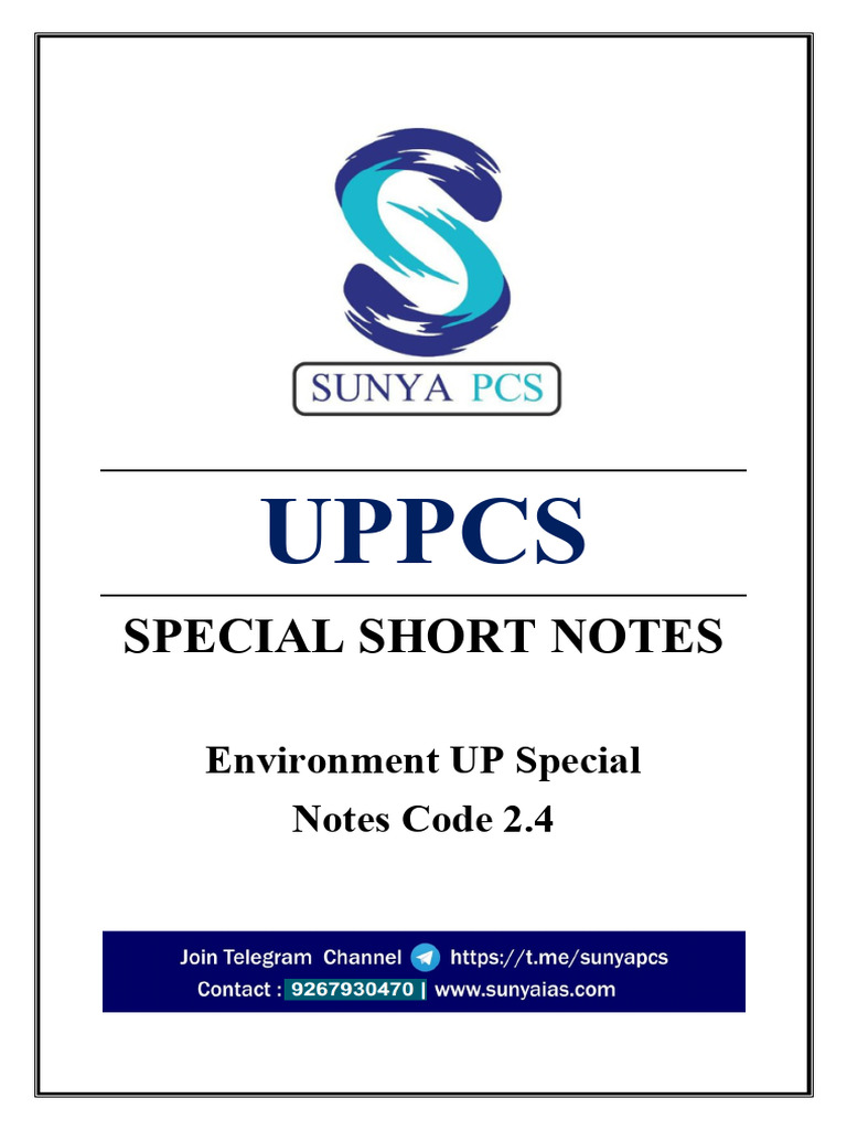 UPPCS Environment Notes Overview | PDF | Forests | Poaching