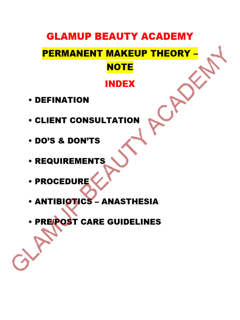 Glamup P. Makeup Notes - Watermark | PDF | Tattoo | Hair Loss