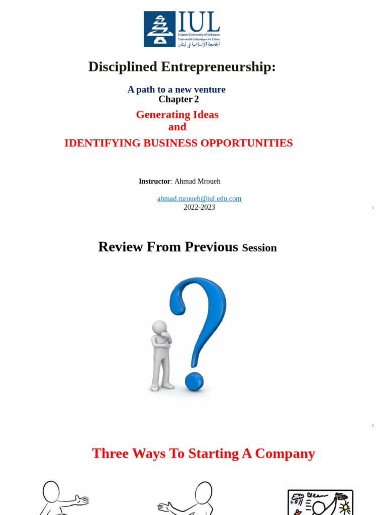 Generating Business Ideas and Opportunities | PDF | Entrepreneurship ...