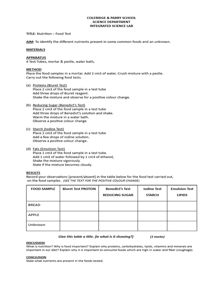 Food Nutrient Testing Methods | PDF
