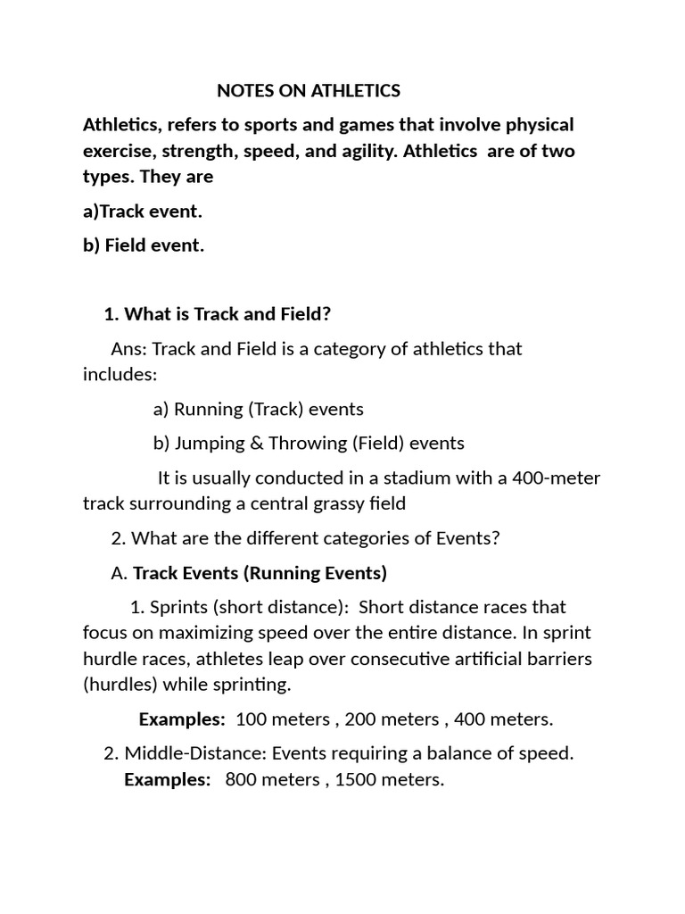 Overview of Track and Field Events | PDF | Track And Field | Games Of ...