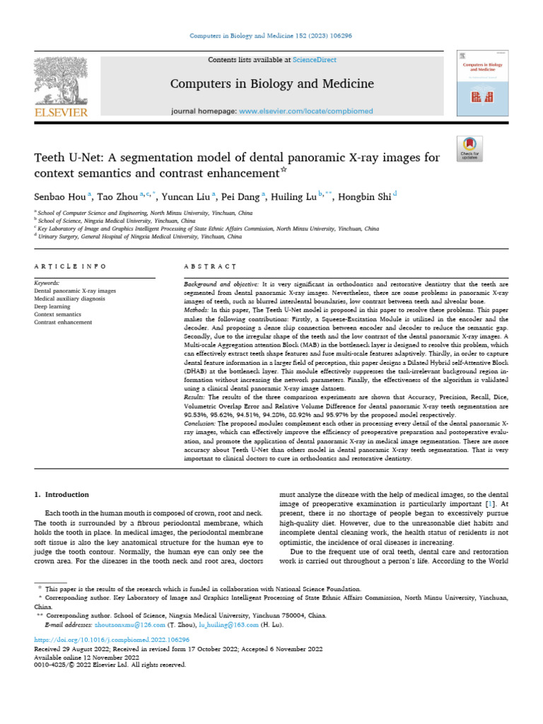 Teeth U-Net for Dental X-Ray Segmentation | PDF | Image Segmentation ...
