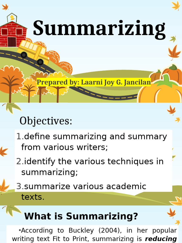 Techniques for Effective Summarizing | PDF | Swot Analysis | Aesop