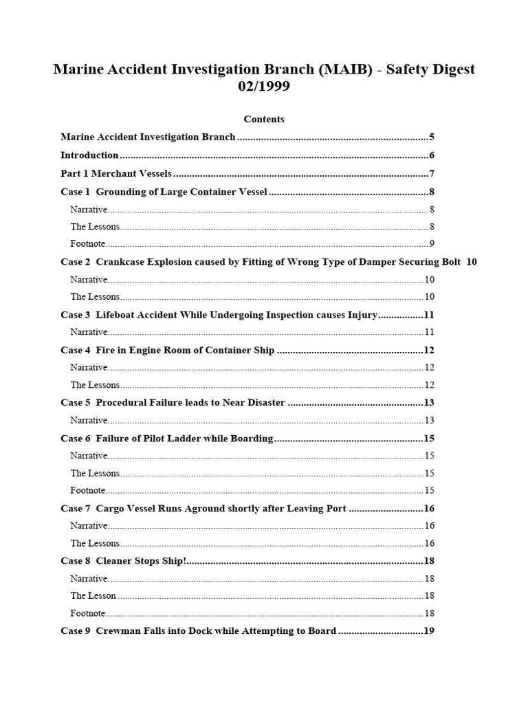 1999 SD2 MAIBSafetyDigest | PDF | Fatigue (Material) | Shipping