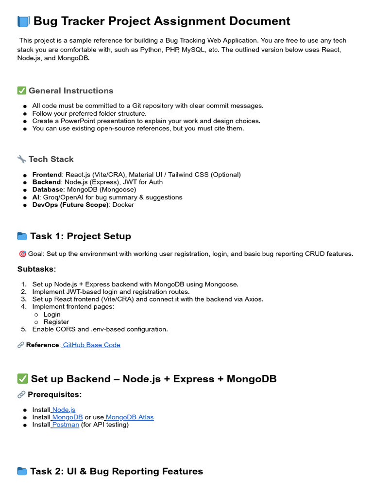 React Bug Tracker Project Guide | PDF | Mongo Db | Safari (Web Browser)