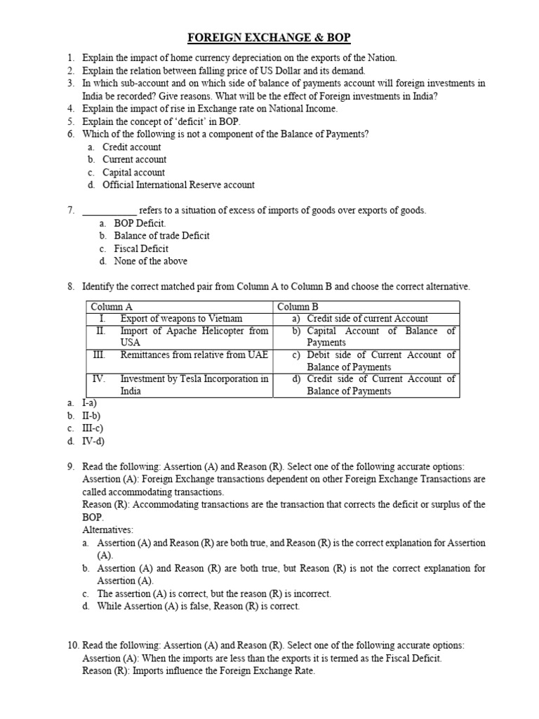 Foreign Exchange and Balance of Payments Insights | PDF | Balance Of ...