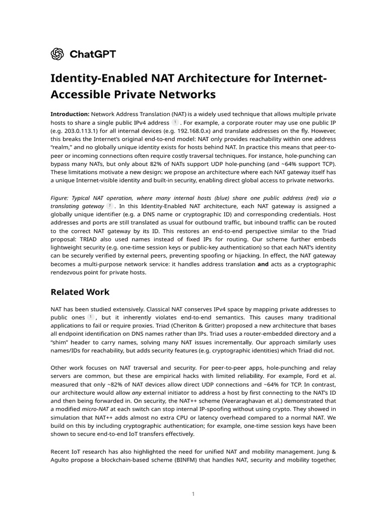 Identity-Enabled NAT for Private Networks | PDF | Computer Network ...
