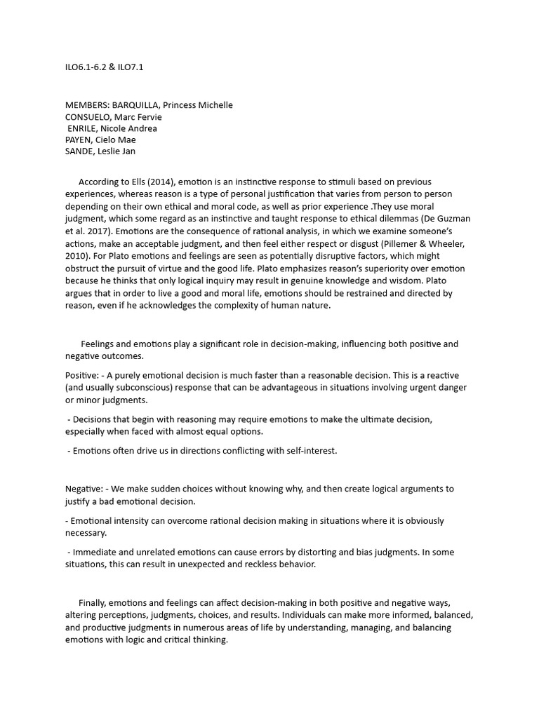 Emotions and Reason in Ethical Decision-Making | PDF | Morality | Emotions