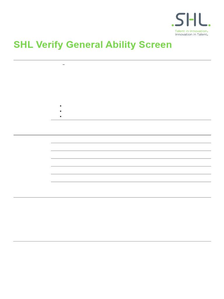 Verify General Ability Screen Overview | PDF | Cognition | Reason