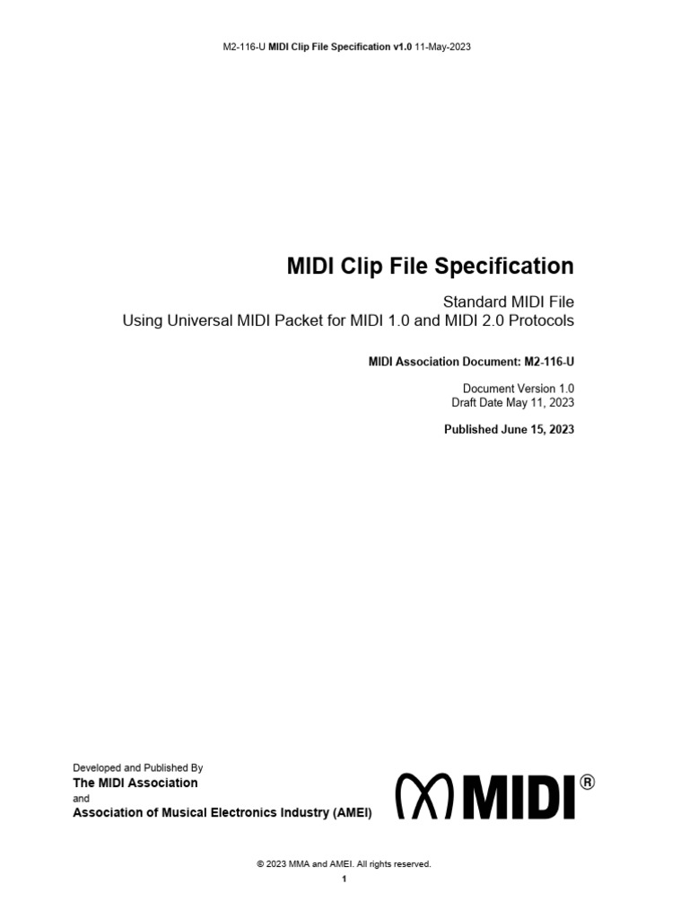 MIDI Clip File Specification v1.0 | PDF | File Format | Computer Standards