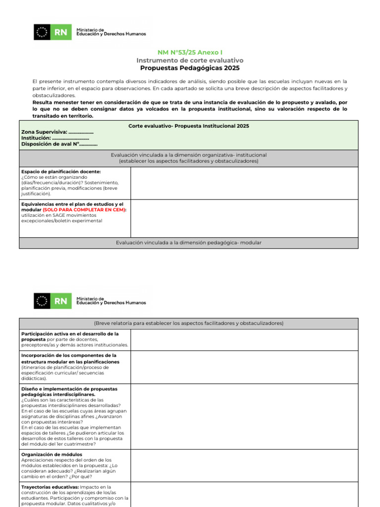 Evaluación Propuestas Pedagógicas 2025 | PDF | Plan de estudios ...