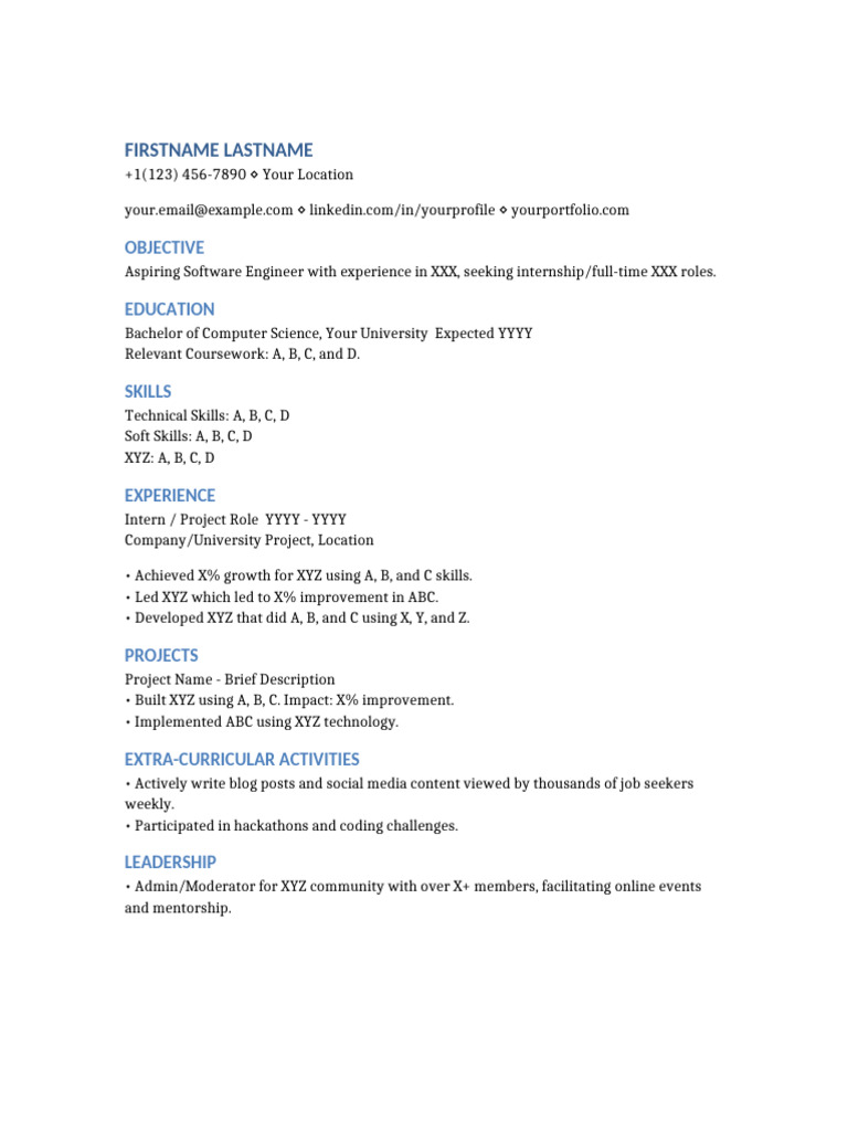 Aspiring Software Engineer Resume | PDF