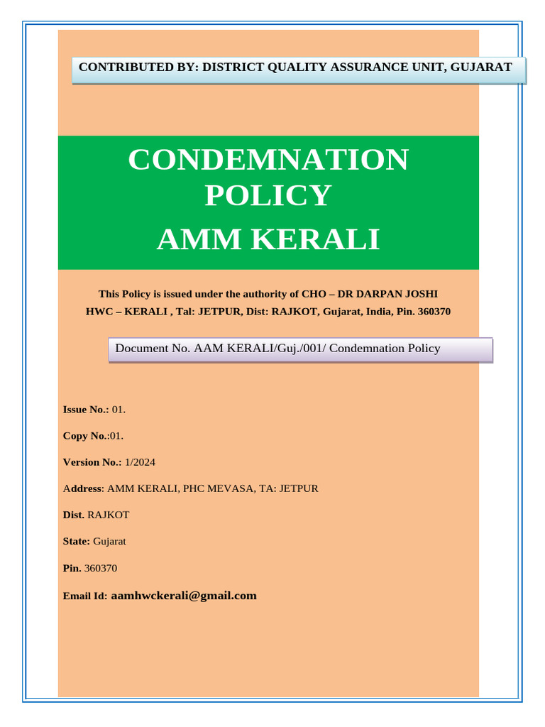 Condemnation Policy for HWC Kerali | PDF