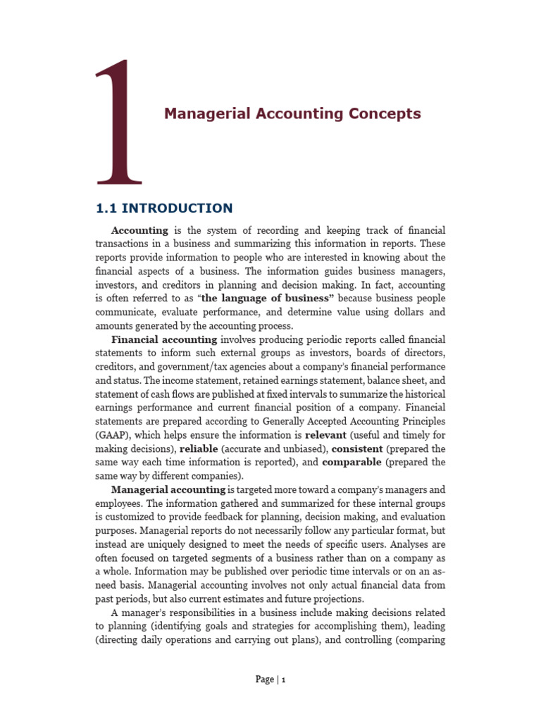 Managerial Accounting Essentials | PDF | Debits And Credits | Cost Of ...
