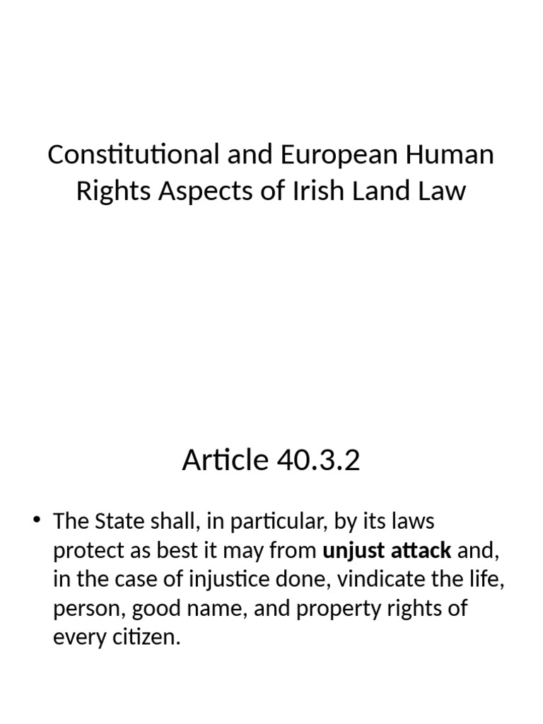 Constitutional and European Human Rights Aspects of Irish Land Law 2 ...