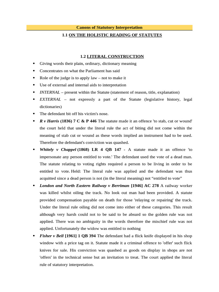 Canons of Statutory Interpretation | PDF | Statutory Interpretation ...