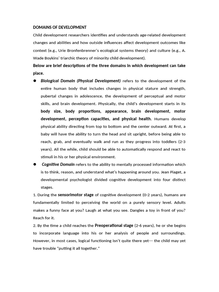 Understanding Developmental Domains | PDF | Child Development ...