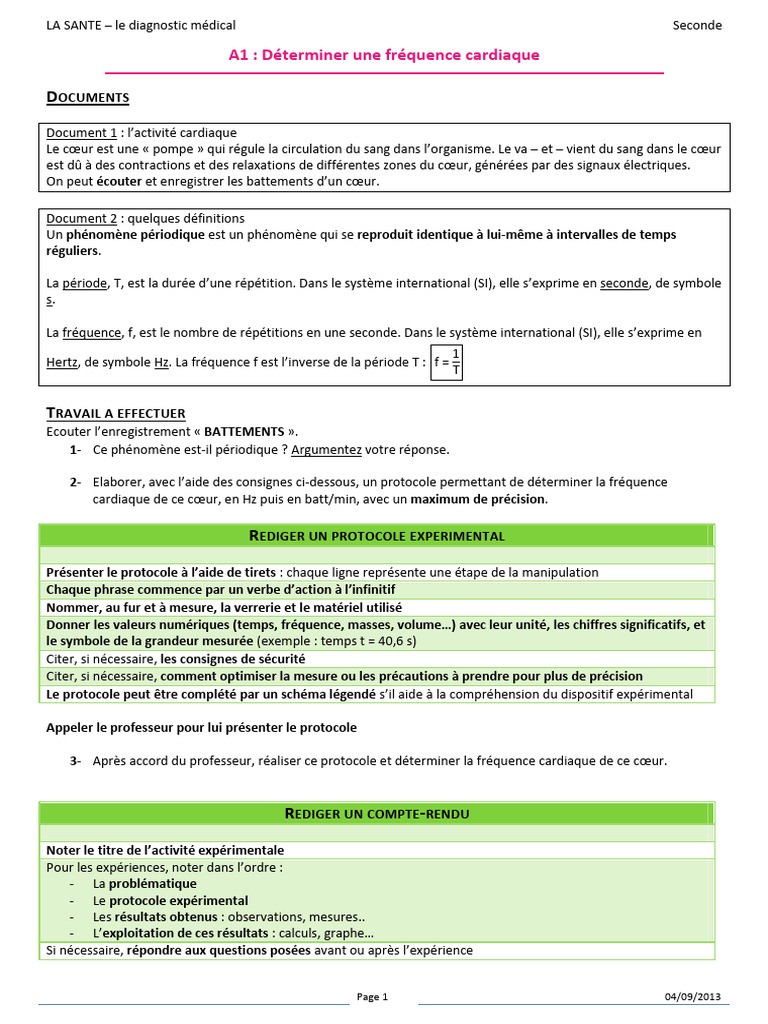 Diagnostic de la fréquence cardiaque | PDF | Fréquence | Hertz