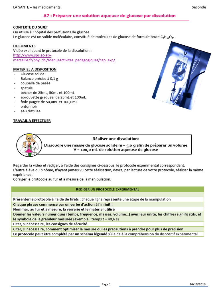 Protocole de dissolution du glucose | PDF | Balance (instrument)