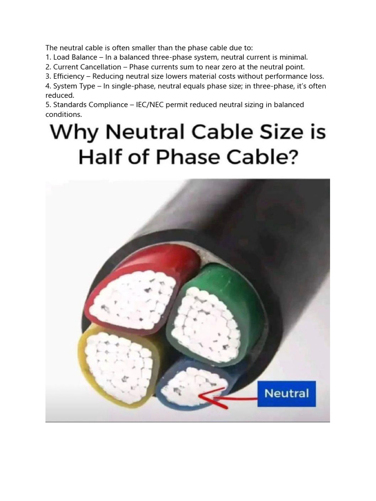 Understanding Neutral Cable Sizing | PDF