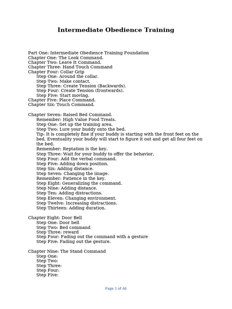 Intermediate Obedience Training - BOOK | PDF | Dog Training | Animal ...