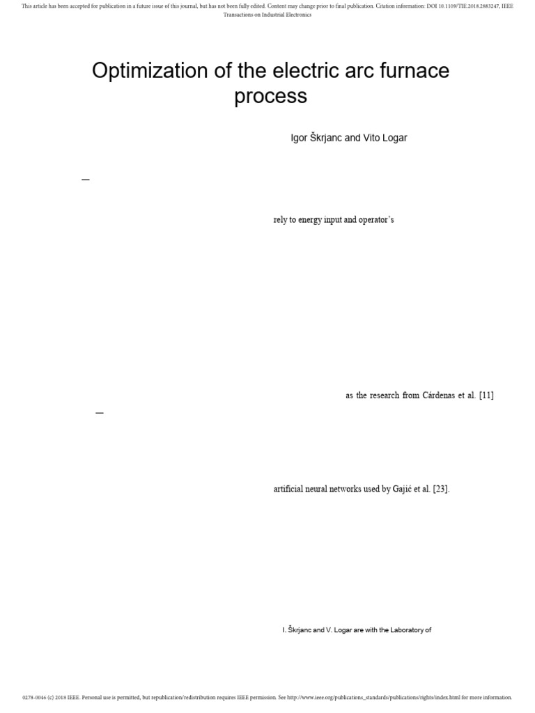 Electric Arc Furnace Optimization Framework | PDF | Mathematical ...