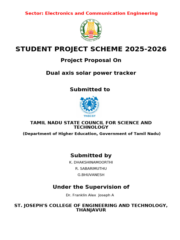 TNSCST 2025 Proposal: Solar Tracker Project | PDF | Photovoltaics ...