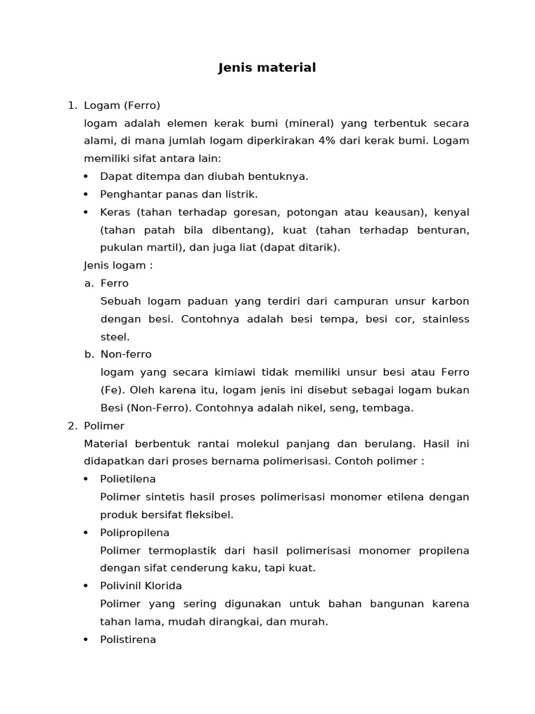 Jenis Material dan Sifatnya dalam Teknik | PDF