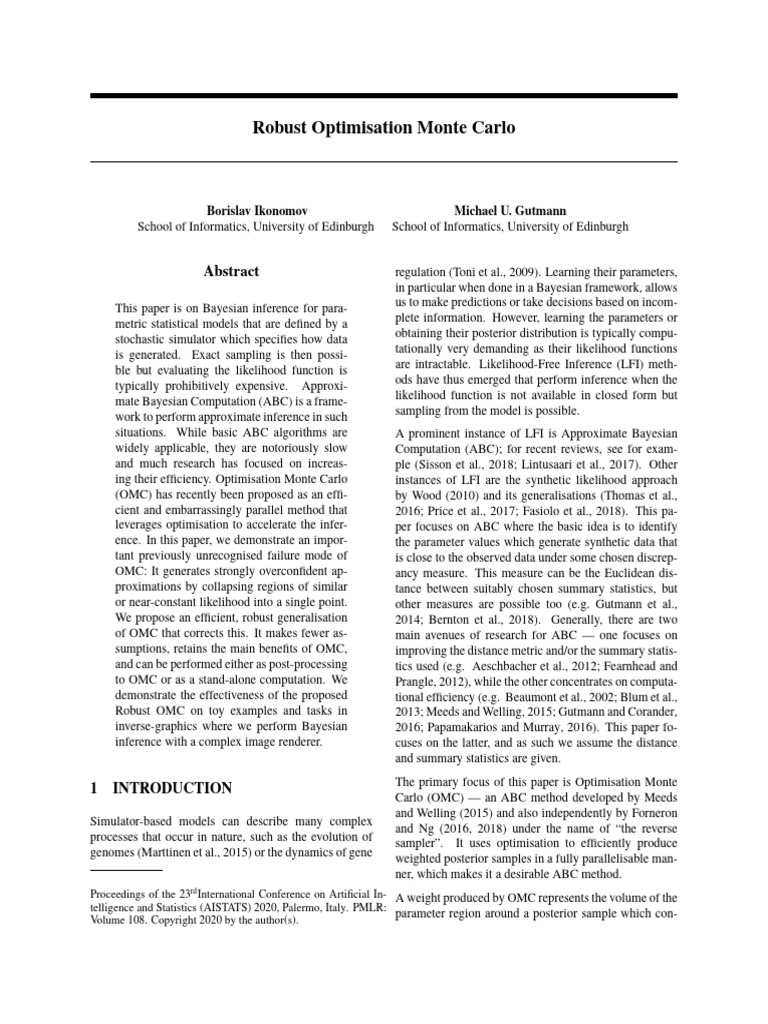 Ikonomov 20 A | PDF | Statistical Inference | Monte Carlo Method