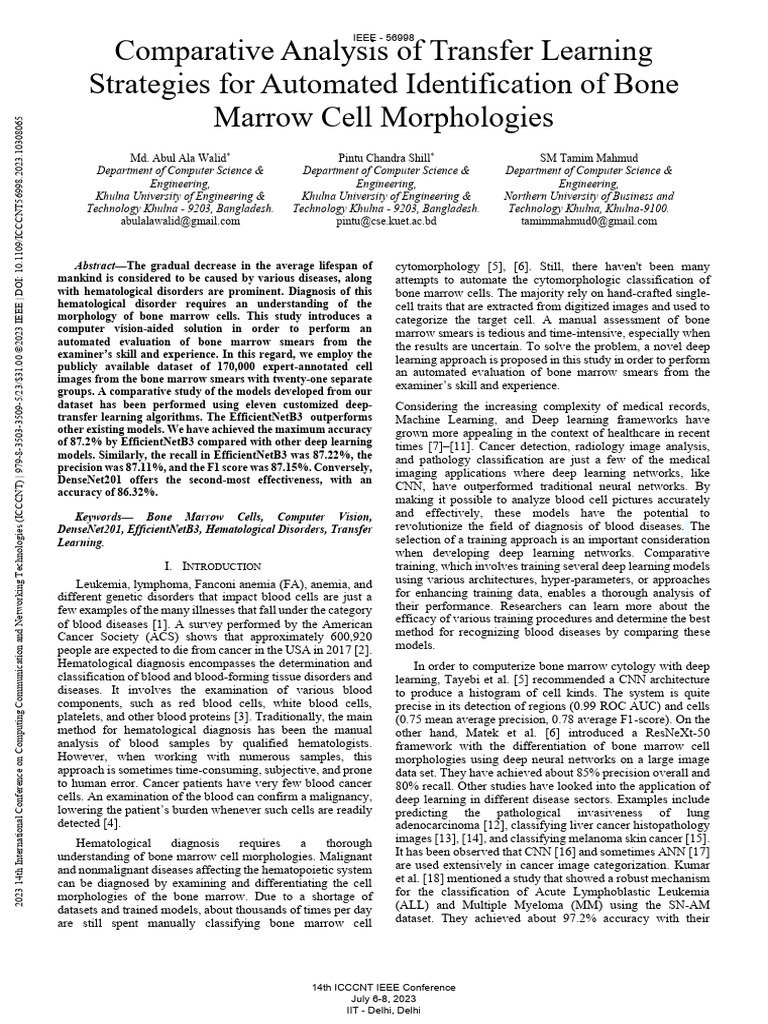 Transfer Learning for Bone Marrow Analysis | PDF | Receiver Operating ...