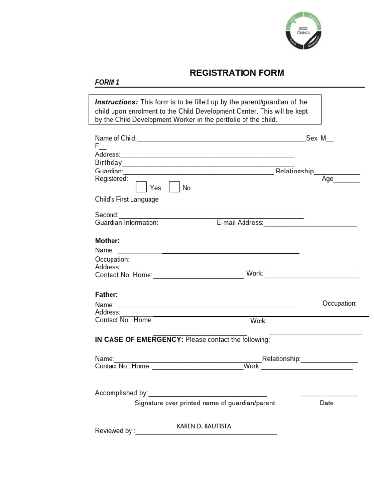 Form 1 Registration Instructions | PDF
